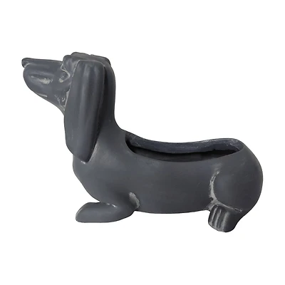 Gray Dachshund Planter