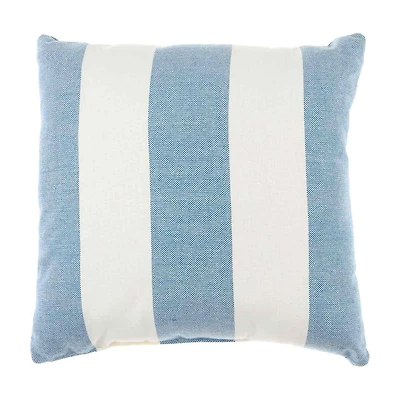 Blue & White Striped Outdoor Throw Pillow, 18x18 in