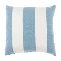 Blue & White Striped Outdoor Throw Pillow, 18x18 in