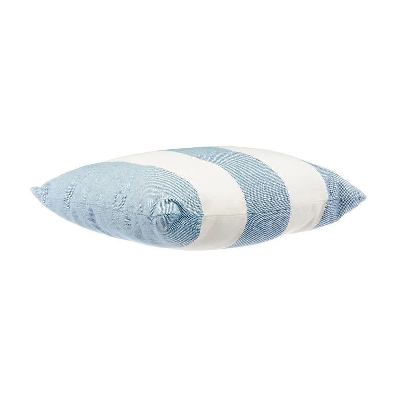 Blue & White Striped Outdoor Throw Pillow, 18x18 in