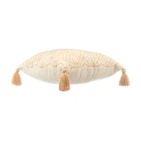 Beige Tasseled Outdoor Pillow, 18x18 in