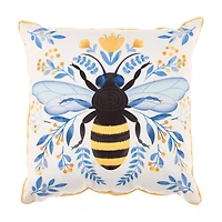 Bee Printed Outdoor Pillow, 18x18 in
