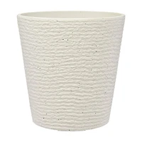 White Round Graved Planter, 10 in