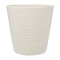 White Round Graved Planter, 12 in