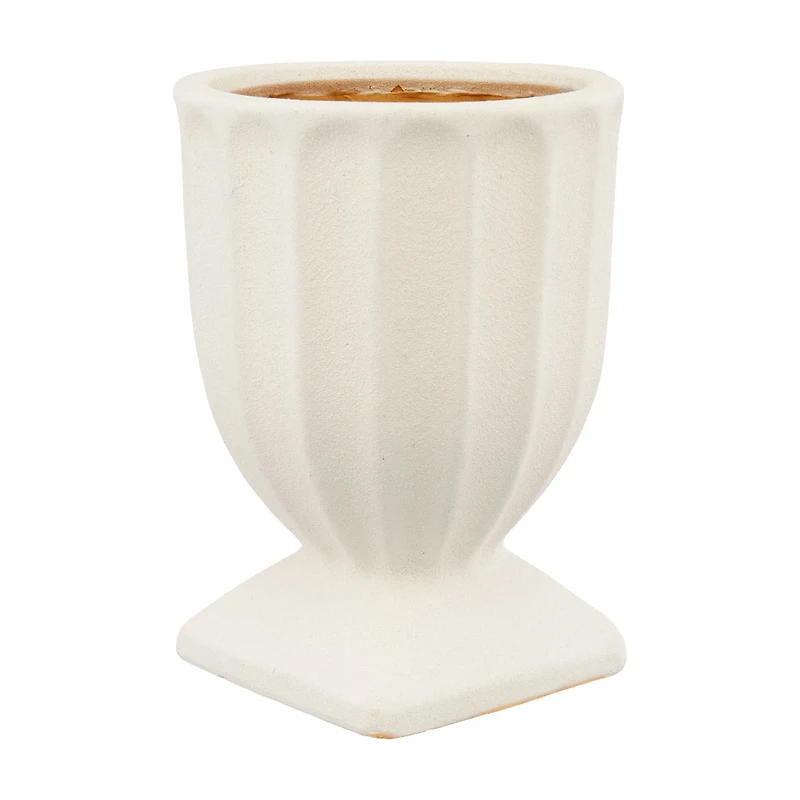 Sandblasted Ribbed Garden Urn