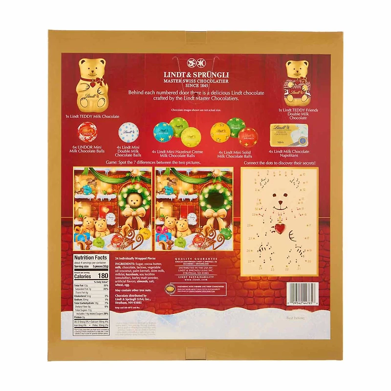 Lindt Teddy Assorted Chocolates Advent Calendar, 4.5 oz