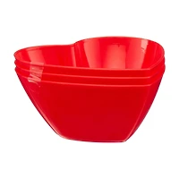Valentine's Day Plastic Heart Bowl, Red, 3 ct