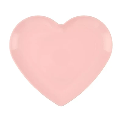 Valentine's Day Plastic Heart Dinner Plate, Pink