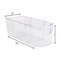 Slim Storage Bin with 2 Dividers, 16 in x 6 in x 5 in