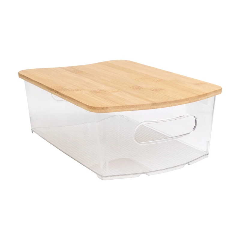 Wide Storage Bin with Bamboo Lid