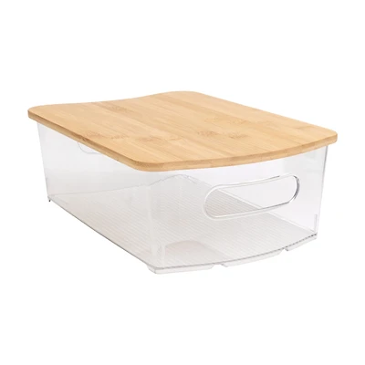 Wide Storage Bin with Bamboo Lid