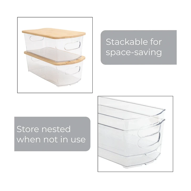 Wide Storage Bin with Bamboo Lid