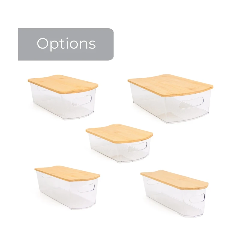 Slim Storage Bin with Bamboo Lid, 16 in x 6 in x 5 in