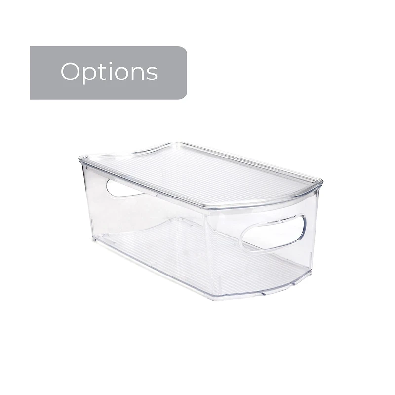 Narrow Storage Bin with Lid, 14 in x 4 in x 4 in