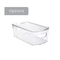 Narrow Storage Bin with Lid, 14 in x 4 in x 4 in