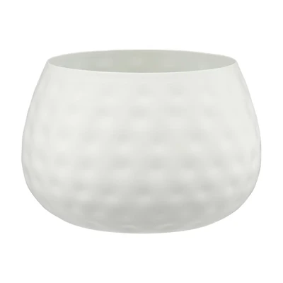 Small Round Metal Planter, White