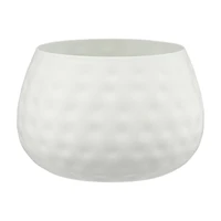 Small Round Metal Planter, White