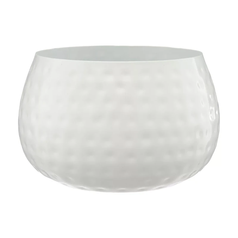 Large Round Metal Planter, White