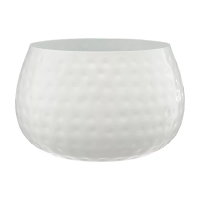 Large Round Metal Planter, White