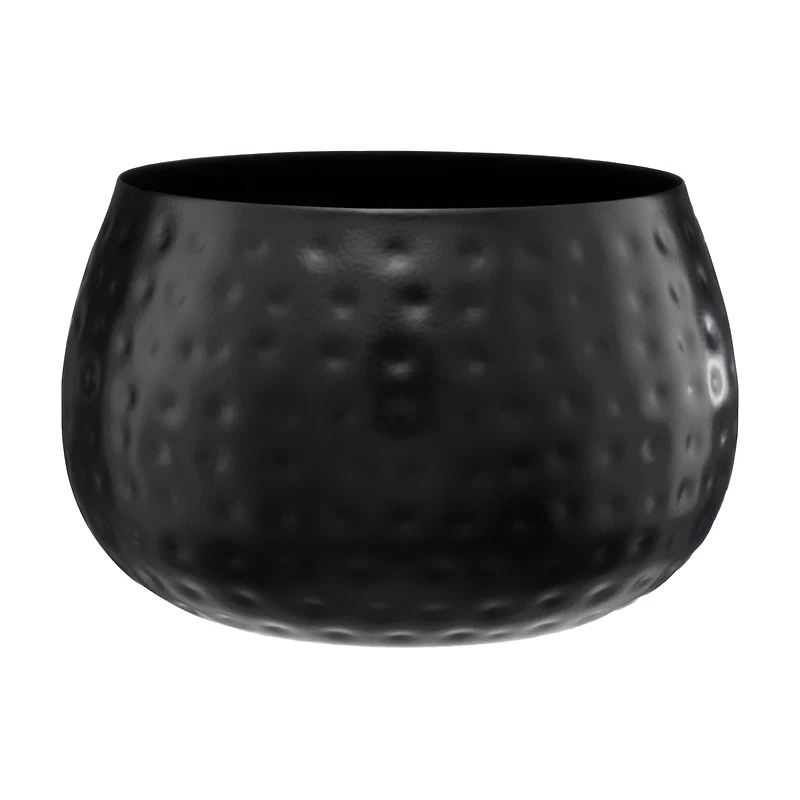 Large Round Metal Planter, Black