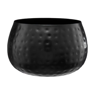 Large Round Metal Planter, Black