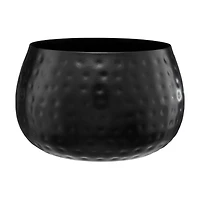 Large Round Metal Planter, Black