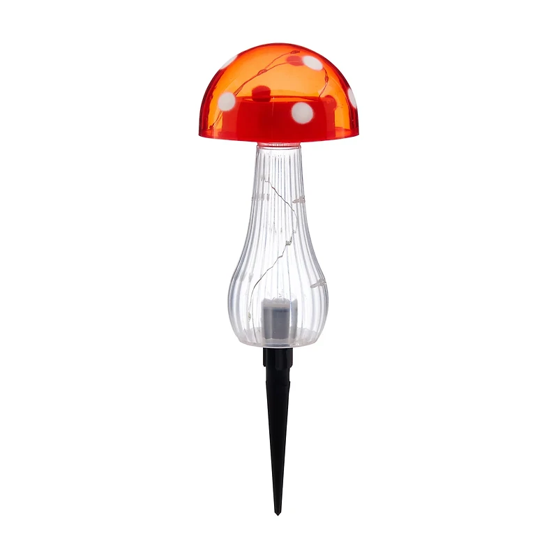 Solar Powered Mushroom Light with Wire Garden Stake, Assorted