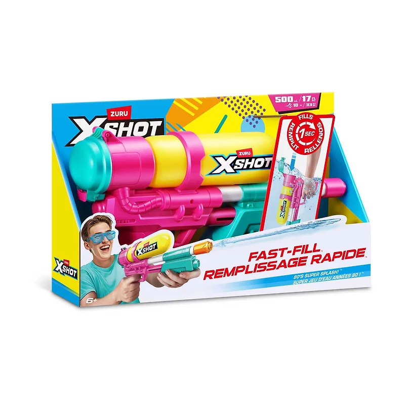ZURU XShot Fast-Fill Water Blaster, 17 fl oz, Assorted