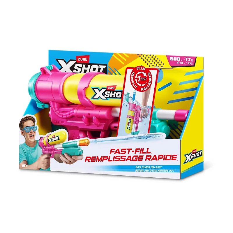 ZURU XShot Fast-Fill Water Blaster, 17 fl oz, Assorted