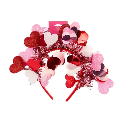 Happy Valentine's Day Red and Pink Multi Heart Headband