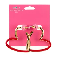 Happy Valentine's Day Goldtone Red Epoxy Heart Shaped Hoop Earring