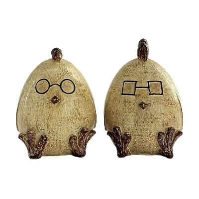 Resin Easter Chick with Glasses Decoration, 4 in, Assorted