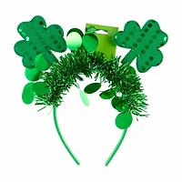 Happy St. Patrick's Day Green Sequined Shamrock Tinsel Headband
