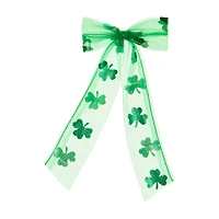 Happy St. Patrick's Day Green Shamrock Tulle Bow Hair Clip