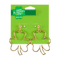 Happy St. Patrick's Day Goldtone Shamrock Drop Earring