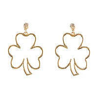 Happy St. Patrick's Day Goldtone Shamrock Drop Earring