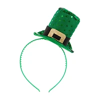 Happy St. Patrick's Day Green Sequined Leprachaun Hat Headband
