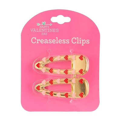 Happy Valentine's Day Creaseless Heart Hair Clips