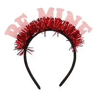 Heart Valentine's Day Pink and Red "Be Mine" Tinsel Headband