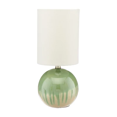 Drum Table Lamp, Green & Cream