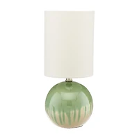 Drum Table Lamp, Green & Cream