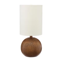 Cylindrical Shade Table Lamp with Rounded Wood Base