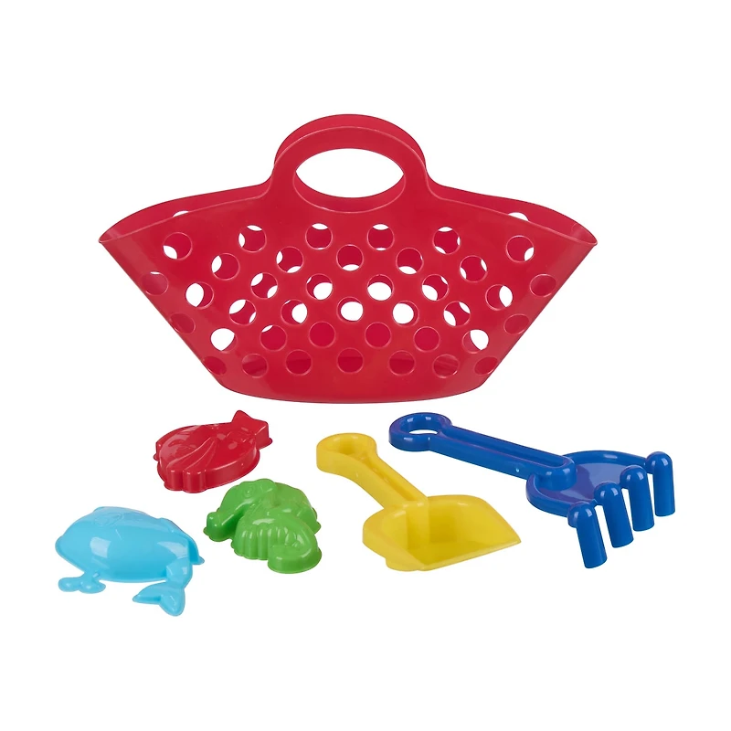 Beach Tote with Toys, 6 Pieces, Assorted