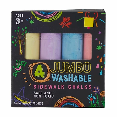 Jumbo Washable Sidewalk Chalks, 4 ct