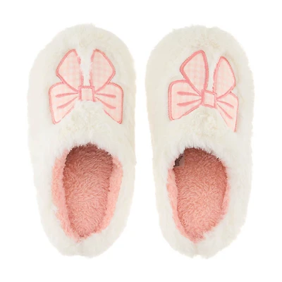 Easter Kids Pink Bow Slippers, Size 2/3