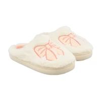 Easter Kids Pink Bow Slippers, Size 2/3