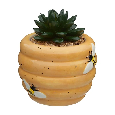 Bee Hive Shaped Planter with Succulent, Assorted