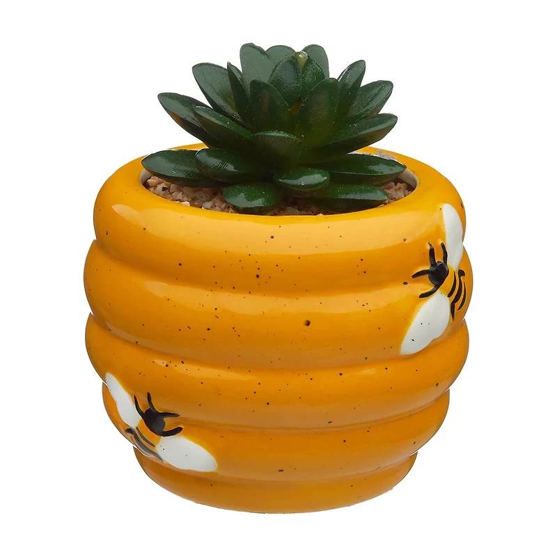 Bee Hive Shaped Planter with Succulent, Assorted