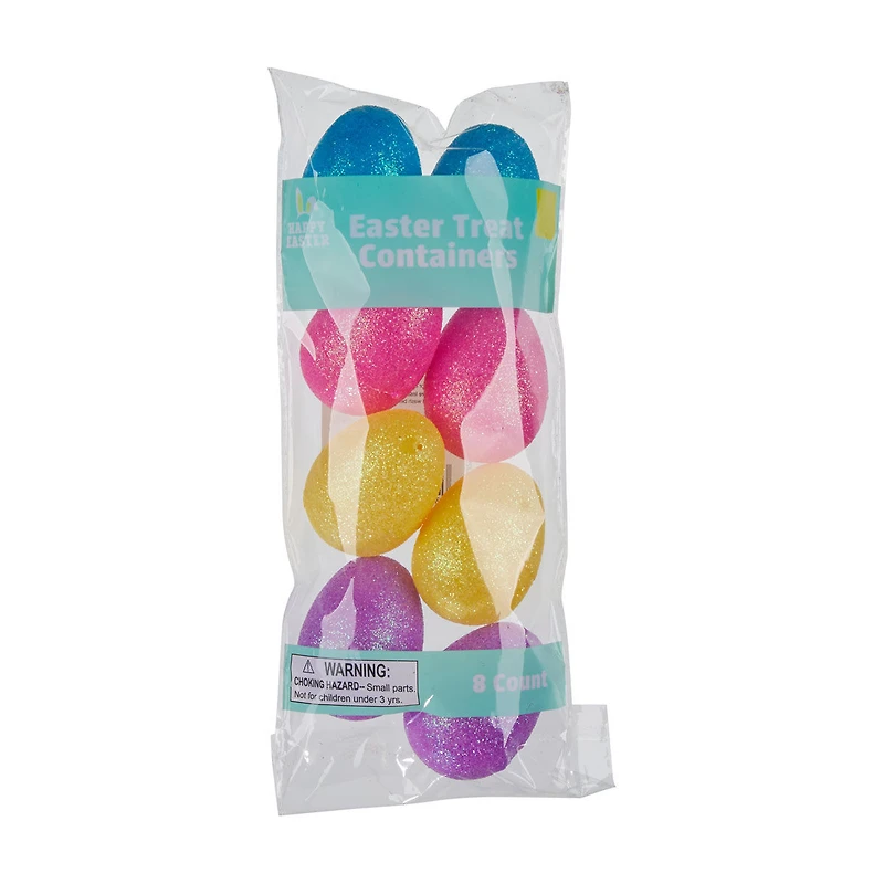 Happy Easter Glitter Egg Shaped Treat Containers, 8 ct, Assorted