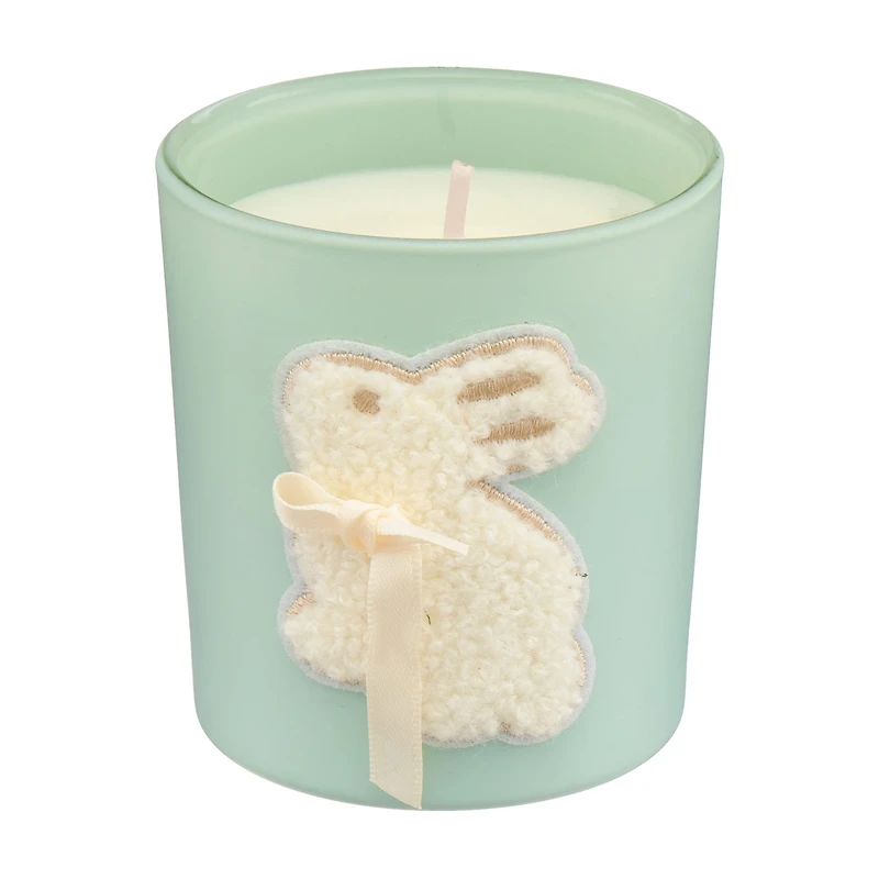 Easter Mint Green Glass Jar Candle with Fuzzy Bunny Appliqué, 5 oz